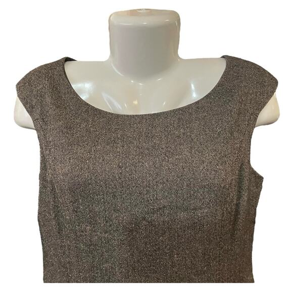Ann Taylor Women's Brown Herringbone Cap Sleeve Wool Blend Lined Dress SZ 8 - Picture 7 of 12